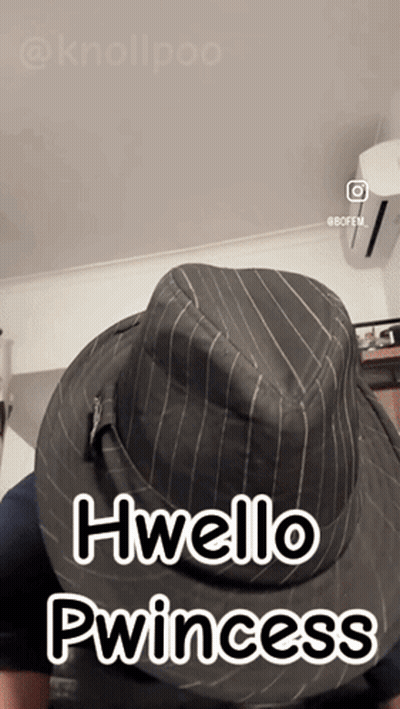 Person Wearing Hello Princess Hat GIF