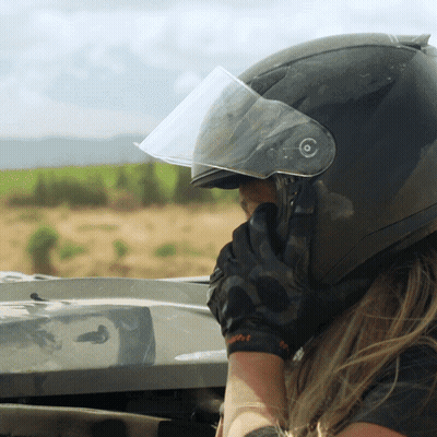 Person Wearing Helmet With Clear Visor GIF