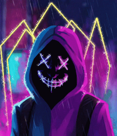 Person Wearing Hoodie With Neon Smiley GIF