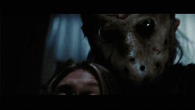 Person Wearing Jason Voorhees Mask GIF
