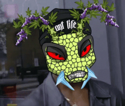 Person Wearing Mask With Hat Saying OMF Life GIF
