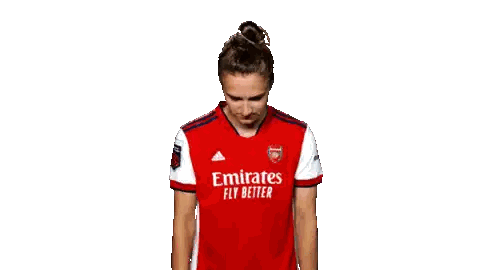 Person Wearing Red Emirates Fly Better Shirt Sticker