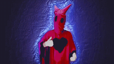 Person Wearing Red Horned Mask