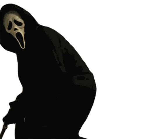 Person Wearing Scream Mask And Black Hood Sticker