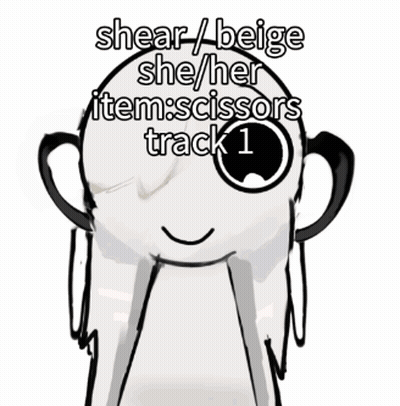 Person Wearing Shear Beige She Her Item Scissors Track 1 GIF
