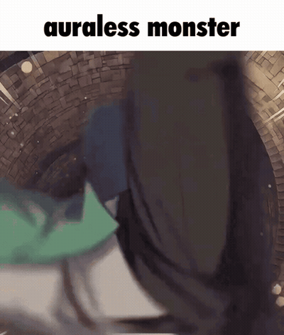 Person With Auraless Monster Text GIF