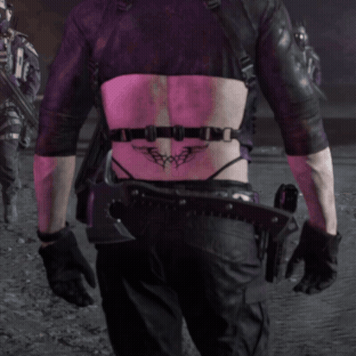 Person With Back Tattoo Saying X GIF