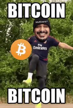 Person With Blazzord Head Kicking Bitcoin As Ball GIF