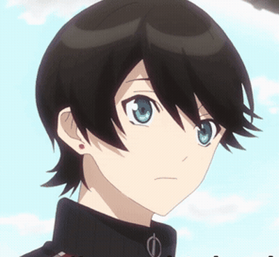 Person With Blue Eyes And Black Hair GIF