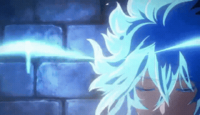 Person With Blue Hair And Glowing Eyes GIF