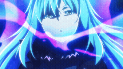 Person With Blue Hair And Purple Background GIF