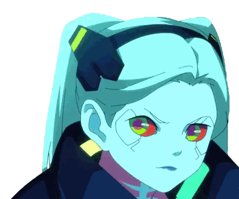 Person With Blue Hair And Rainbow Eyes Sticker