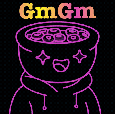 Person With Bowl Of Food Saying Gm Gm GIF