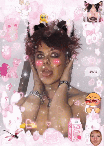 Person With Cat Ear And Carton Of Milk GIF