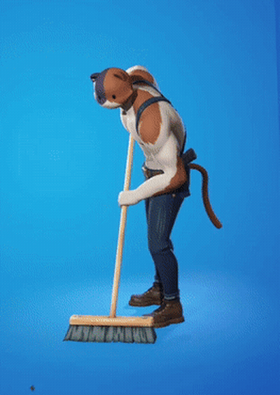 Person With Cat Head Sweeping GIF