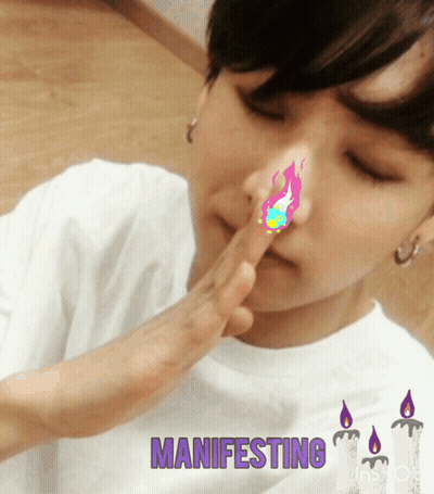Person With Flame On Nose Manifesting In Purple GIF