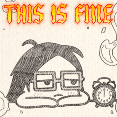 Person With Glasses And Alarm Clock Saying This Is Fine GIF
