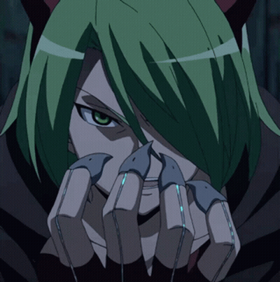 Person With Green Hair And Black Gloves GIF