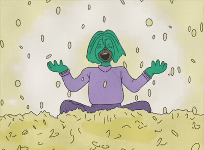 Person With Green Hair Laughing GIF
