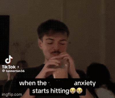 Person With Hat And Anxiety Caption GIF