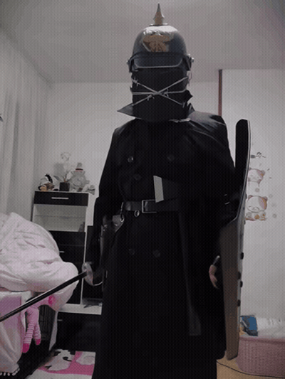 Person With Helmet And Shield GIF