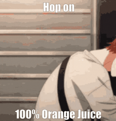 Person With Hop On 100% Orange Juice GIF