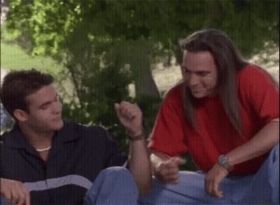 Person With Long Hair Next To Short-Haired Character GIF