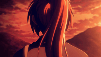 Person With Long Red Ponytail Looking At Sunset GIF