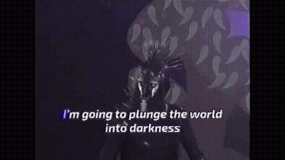Person With Mask Singing I'm Going To Plunge The World Into Darkness GIF