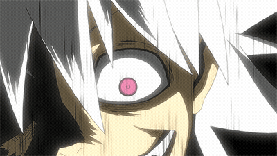 Person With Pink Eye And Black Hair GIF