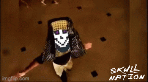 Person With Pixelated Skull On Back And Skull Nation GIF