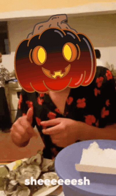 Person With Pumpkin Head Thumbs Up GIF