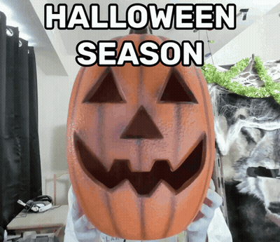 Person With Pumpkin On Head Halloween Season GIF