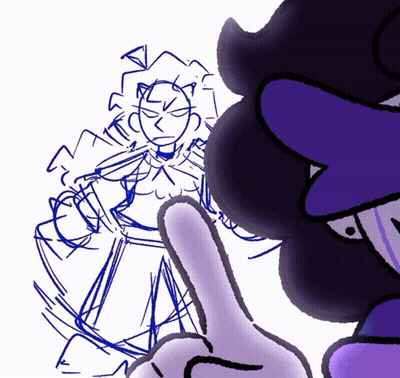 Person With Purple Hair And Hand Pointing GIF