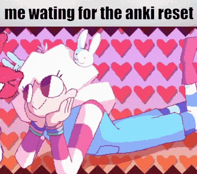 Person With Rabbit On Head Waiting For Anki Reset GIF