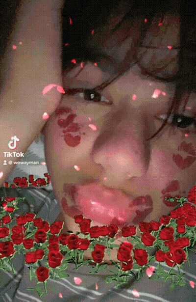 Person With Red Roses On Face TikTok Watermark GIF