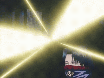 Person With Skull Face Surrounded By Glowing Lights GIF
