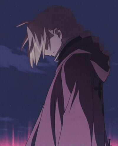 Person With Stitches On Pants In Front Of Purple Sky GIF