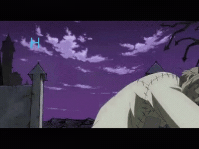 Person With Stitches On Pants In Front Of Purple Sky GIF