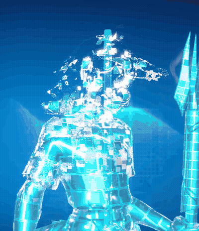 Person With Sword Blue Background