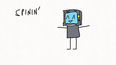 Person With TV Head Saying Spinin