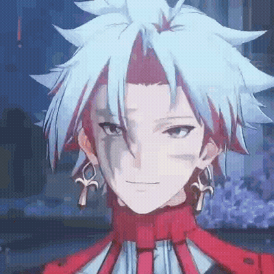 Person With White Hair And Red White Outfit GIF