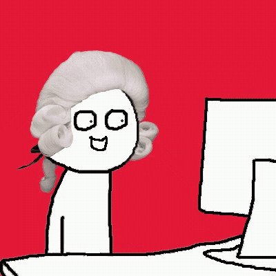 Person With Wig Looking At Computer Monitor GIF