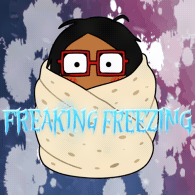 Person Wrapped In Burrito Freaking Freezing GIF