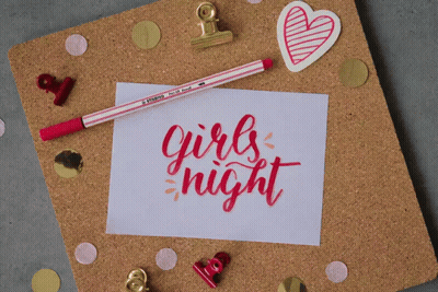 Person Writing Girls Night With Pink Marker GIF