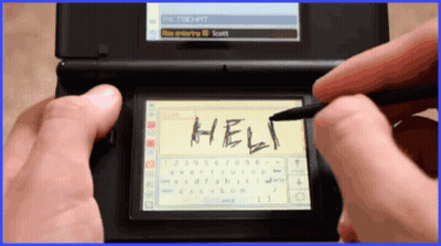 Person Writing Hell On Nintendo DS GIF