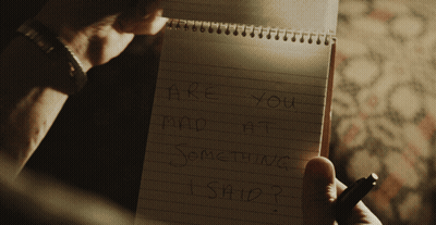Person Writing In Notebook Saying Are You Mad At Something I Said GIF