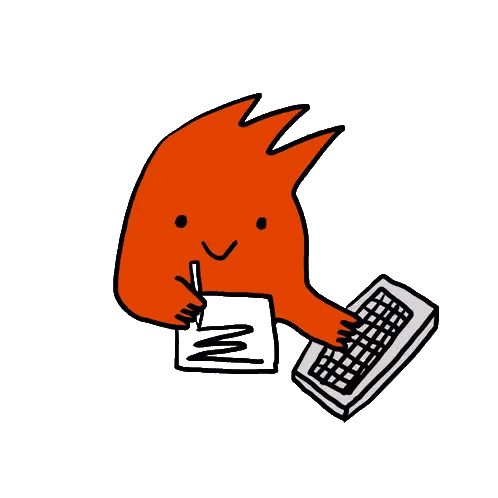 Person Writing On Paper Next To Keyboard Sticker
