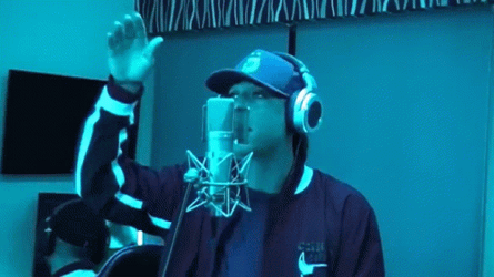 Peso Pluma Singing And Recording On Blue Room GIF