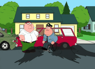 Peter Griffin And A Police Officer Are Standing Next To A Red Car GIF